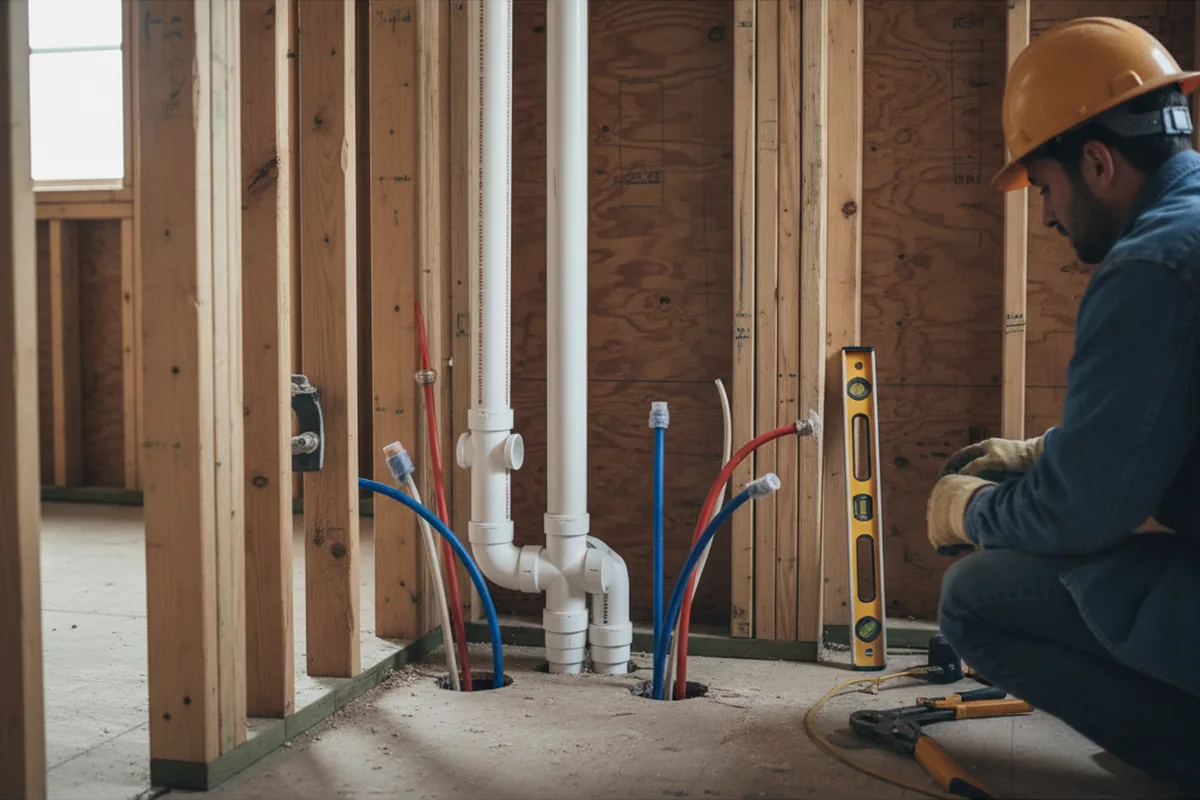Drain and supply rough-in during Drain Cleaning in Theodore