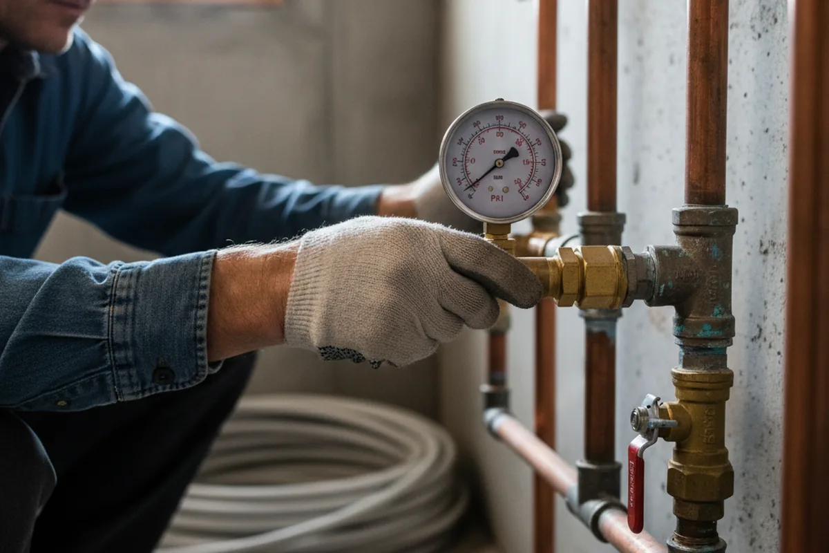 Pressure testing a repaired line during Water Line Repair in Theodore